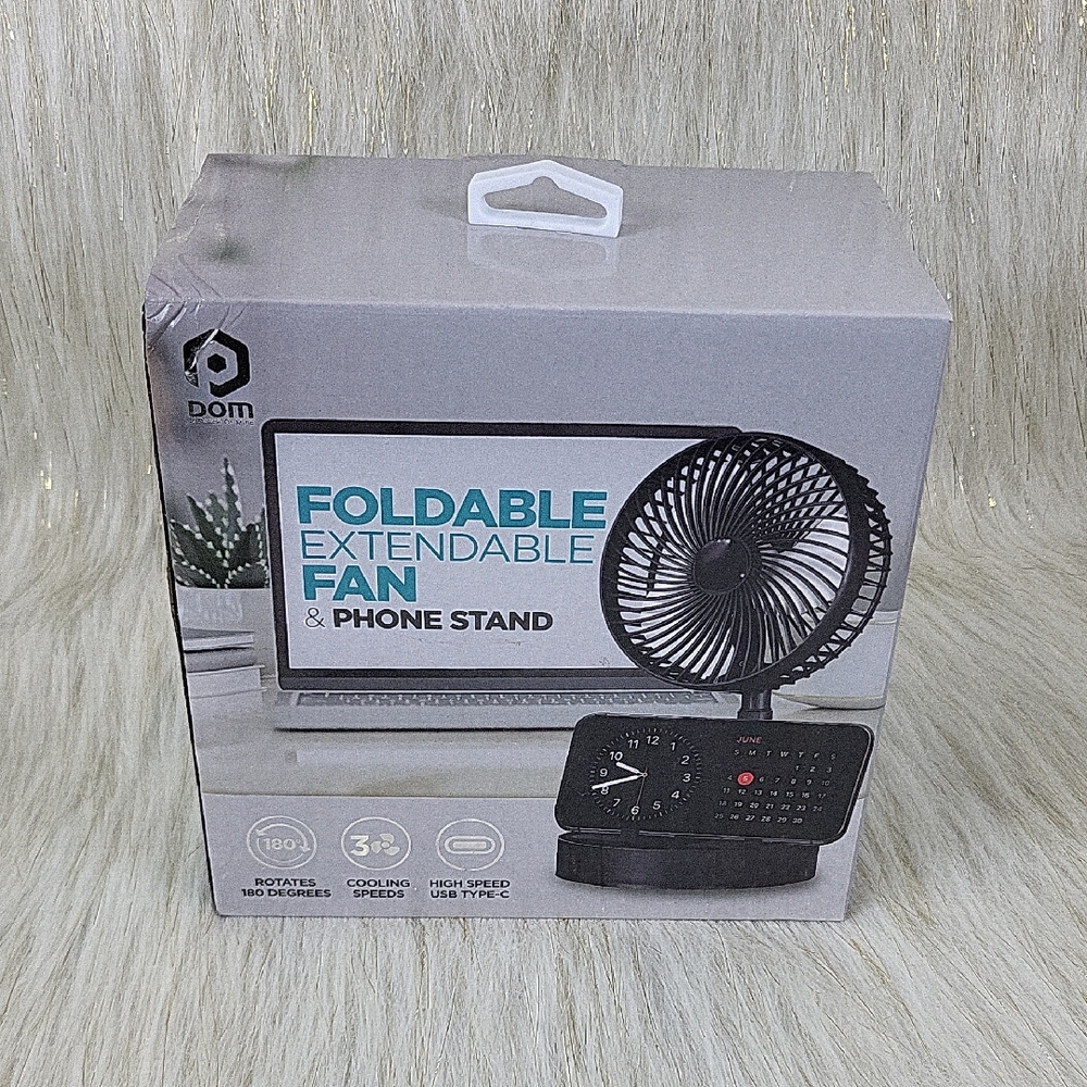 Foldable Extendable Fan and Phone Stand